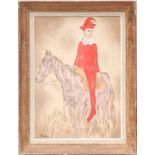 PABLO PICASSO, clown rider on horse, off set lithograph, plate signed, 64cm x 44cm.