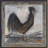 BERNARD BUFFET 'Rooster' on silk, plate signed, 74cm x 74cm.