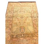 FINE PURE SILK KUM KAPPI DESIGN RUG, 193cm x 120cm.