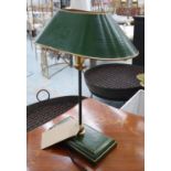 BOILLOT STYLE TABLE LAMP, green finish, 43cm H.