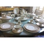 DINNER SERVICE, English fine bone china, Royal Doulton Sovereign gold, twelve place, nine piece.
