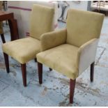 DINING CHAIRS, a set of ten, including two carvers, raw umber alcantara upholstery,