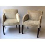 ARMCHAIRS, a pair, pique cotton upholstered.