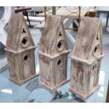 BIRD HOUSES, a set of three, French provincal style, 52cm x21cm x15cm.