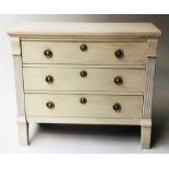COMMODE, 19th century Dutch grey painted with three long drawers,