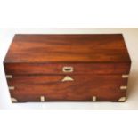 TRUNK, 19th century Chinese export camphorwood and brass bound with rising lid and carrying handles,