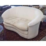 SOFA, English Art Deco, sprung with horse hair upholstery and feather cushions in calico,