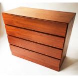 DANISH CHEST, 1970's Danish teak with four long drawers stamped made in Denmark,