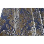 CURTAINS, a pair, brown foliate patterned fabric, (with slight faults).