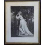 NORMAN HIRST (1862-1956), 'Portrait of a Young Woman' engraving 77cm x 54cm,