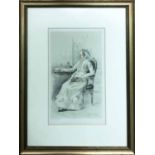 THEOBALD CHARTRAN (1849-1907) 'Her Grave the Dowager of Cleveland', lithograph, 20cm x 34cm, framed.