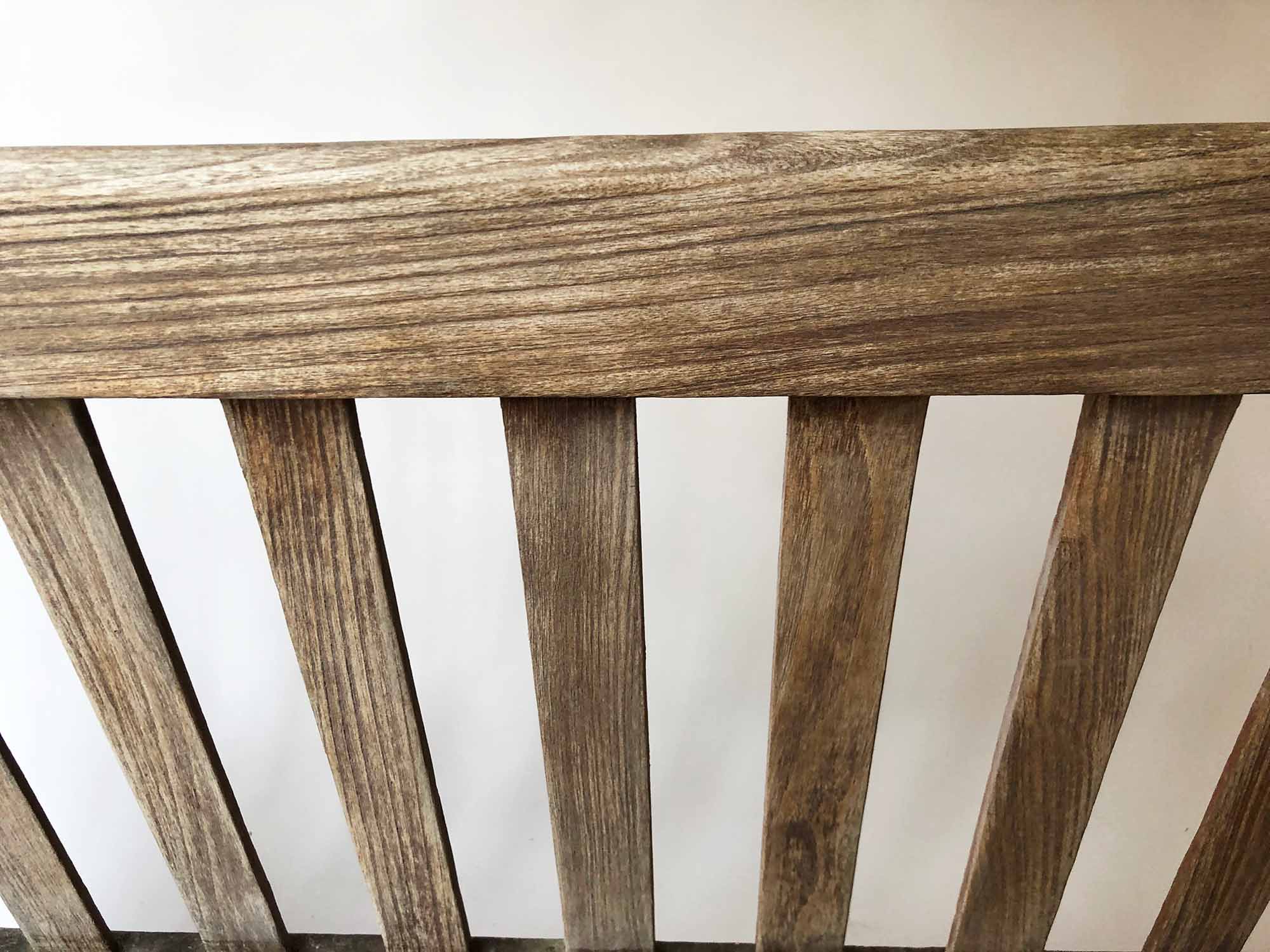 GARDEN BENCH, silvery weathered teak of slatted construction, 122cm W. - Image 3 of 3
