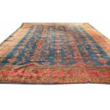 FINE ANTIQUE OUSHAK LIBRARY CARPET, 420cm x 295cm, unusual blue field.