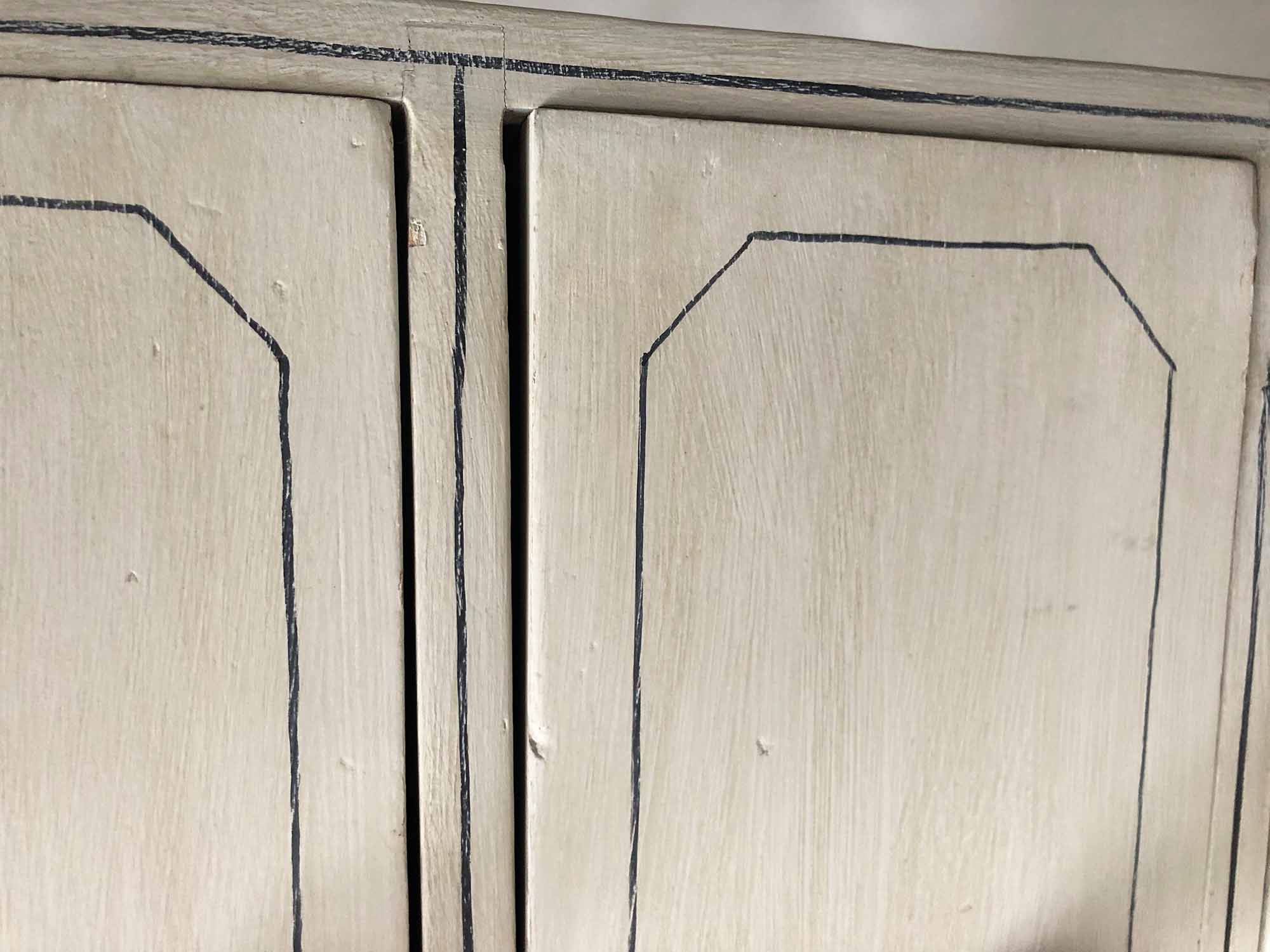 CHEST, Victorian pine grey painted and black lined with two short and three long drawers, - Image 3 of 3