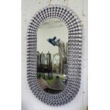 WALL MIRROR, Hollywood Regency style, diamante frame, 70cm x 121cm.