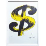 ANDY WARHOL 'Dollar sign', lithograph from Leo Castelli Gallery, stamped on reverse, edited by G.