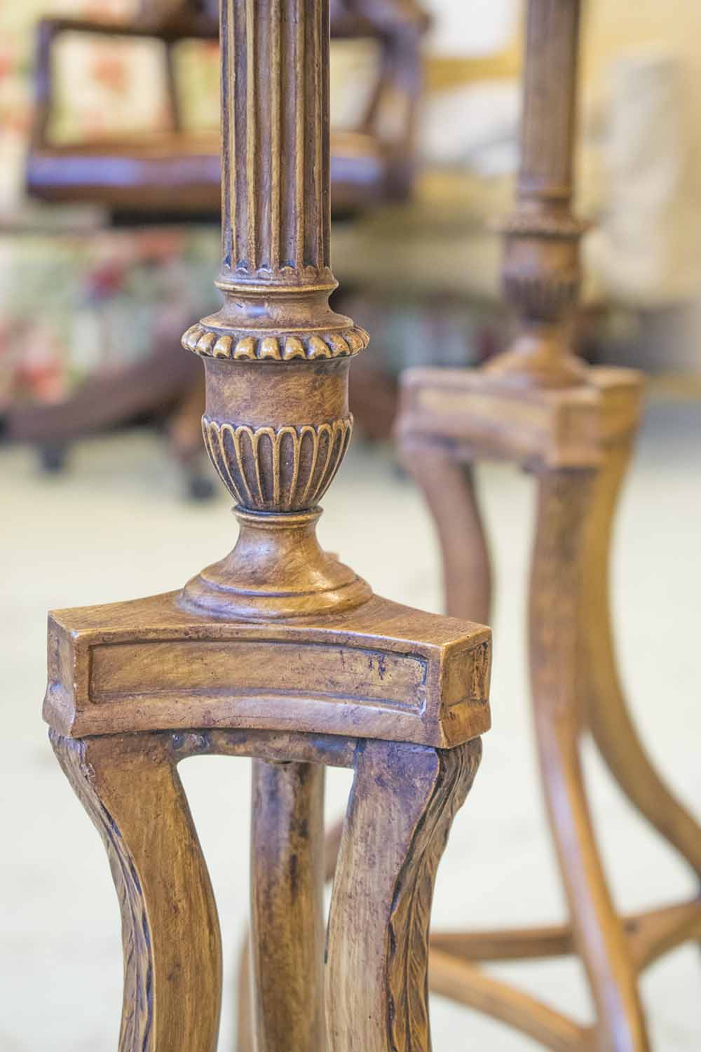 WINE TABLES, a pair, Georgian style walnut with hexagonal tops and hoof feet, 73cm H x 39cm x 34cm. - Image 2 of 3