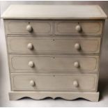 CHEST, Victorian pine grey painted and black lined with two short and three long drawers,