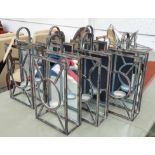 WALL LANTERNS, a set of six, French style with mirrored backs, 22cm W x 10cm D x 42cm H.
