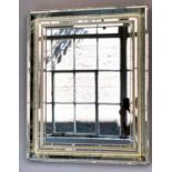 WALL MIRROR, rectangular painted with multiple stepped marginal plates, 75cm x 95cm H.
