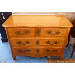 COMMODE, Louis XV style cherrywood with two short over two long drawers with carved detail,