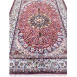 FINE PERSIAN QUM DESIGN SILK RUG, 230cm x 150cm.