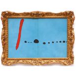 JOAN MIRO, pochoir study in blue/red 1961, 27cm x 40cm.