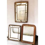 MIRRORS, George III period giltwood, rectangular with marginal plates, 55cm x 82cm H,