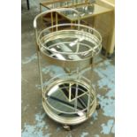 DRINKS TROLLEY, 1960's style, silvered finish, 77cm H.