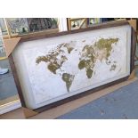 CARTOGRAPHICAL PRINT, vintage style framed and glazed, 104cm x 54cm.