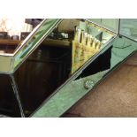 WALL MIRROR, 1950's Italian style octagonal design, green tinted glass, 95cm x 80cm.