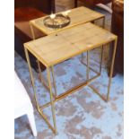 SIDE TABLES, a pair, 1960's French style gilt framed with mirrored tops, 56cm x 30cm x 66.5cm H.