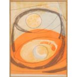 BARBARA HEPWORTH, silk scarf abstract, plate signed, framed and glazed, 136cm x 101cm.
