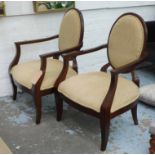 OPEN ARMCHAIRS, a pair, Andrew Martin style, each 67cm W x 99cm H.