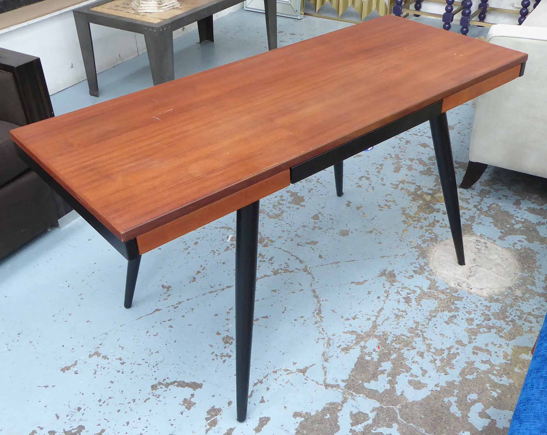 ATTRIBUTED TO ERIK ANDERSEN SMALL DESK, teak with ebonised detail,