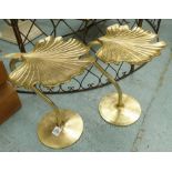 GINKGO LEAF SIDE TABLES, a pair, 1970's Italian style, gilt finish, 56cm H.