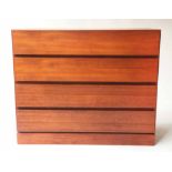 CHEST, 1970's teak with four long drawers stamped made in Denmark, 92cm x 76cm H x 46cm.