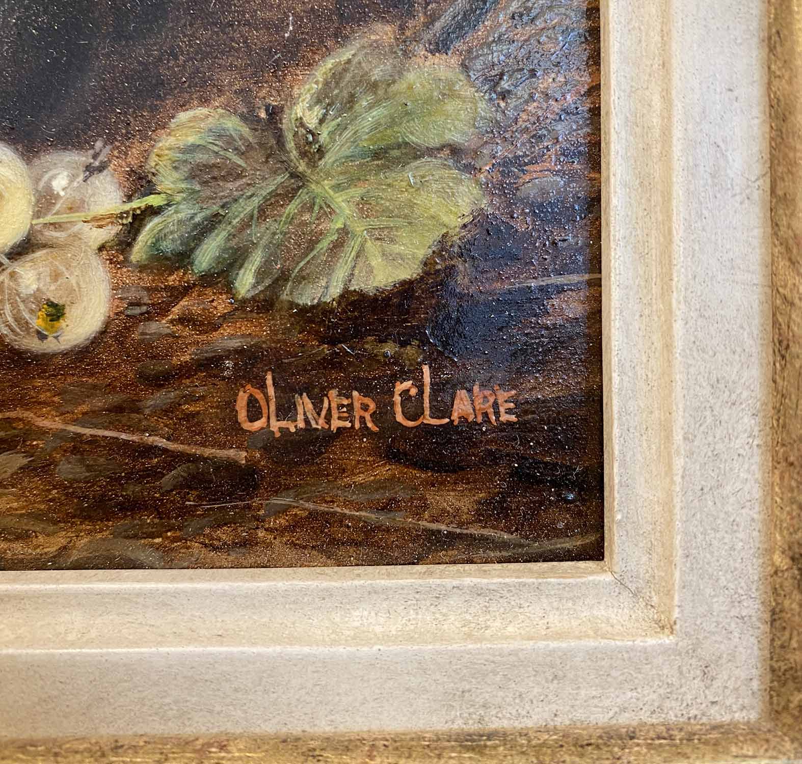 OLIVER CLARE (British 1853-1927), still lives with fruit, oils on board, framed, 29cm x 22cm. - Image 3 of 4