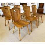 TYROLEAN DINING CHAIRS, a set of six, early 20th century Swiss alpine,