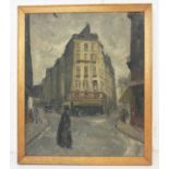 HAL WOOLF (British 1902-1962), oil on board of a Parisian street scene,