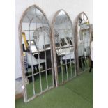 GARDEN WALL MIRRORS, a set of three, French provincial inspired, 158cm x 67cm.