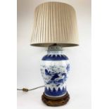 TEMPLE JAR LAMP, of substantial proportions, Chinese blue and white,