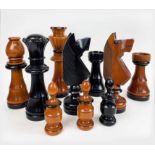 DECORATIVE OVERSIZED CHESS PIECES, turned wood, largest 32cm H.