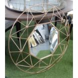 WALL MIRROR, 1960's Italian inspired, coppered frame, 91cm Diam.