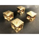 FONDICA CO ART SCULPTURAL OWLS, a set of four, gilt finish, circa 1990's.