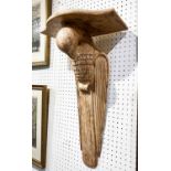 WALL BRACKET, carved wood of parrot form, 63cm H.