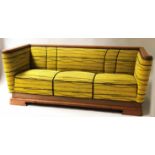 DANISH ART DECO SOFA, oak framed with yellow and black wool upholstery, 168cm x 81cm x 73cm H.