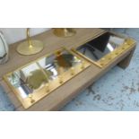 HOUSE KEEPERS WALL MIRRORS, a pair, 1960's French inspired, with key racks along the bottom,