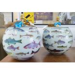 POTICHOMANIA FISHES TABLE LAMPS, a set of two, by Diana Mayo, 36cm H.