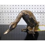 FONDICA CO ART, sculpture of a duck feeding, circa 1990's, 11cm H.